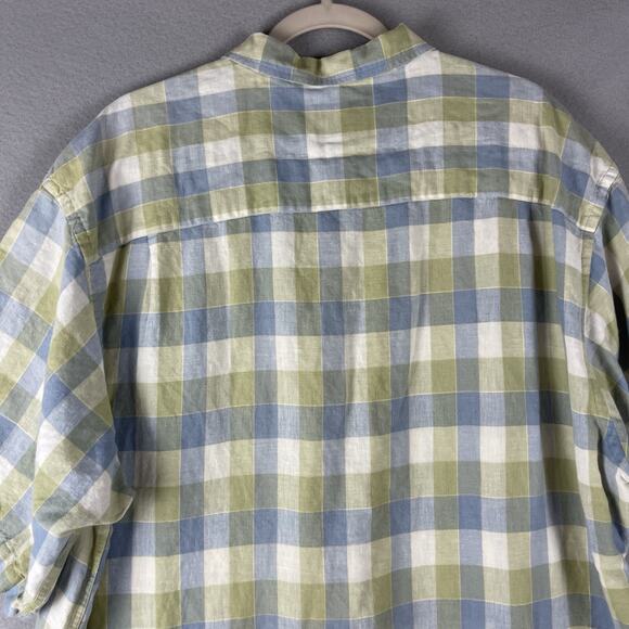 Britches of Georgetowne Linen Blend Shirt Mens XXL Plaid Button Up Short Sleeve - Picture 9 of 13
